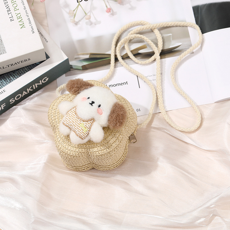 64g Weight Weave Fashion Element Zipper Closure Type Single Shoulder Strap Strap Type Straw Bag Bags Type Casual, Holiday Occasion Straw Material Animal, Cartoon Pattern Spring&Summer Season Kid'S Gender Cute Style Round, Heart-shaped Shape Kid'S Straw Animal Cartoon Cute Weave Round Heart-shaped Zipper Straw Bag 20