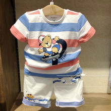 现货韩版童装国内专柜外贸尾单男童2色条纹短袖T恤PCRAA6412N
