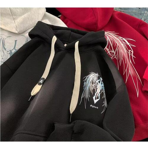 Young people's new hooded and velvet hooded hoodie men's spring and autumn fashion brand high-end super beautiful loose coat