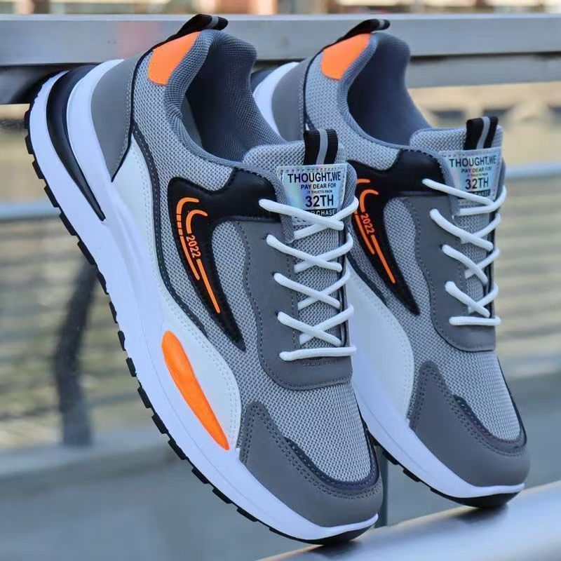 Men's Shoes Spring and Summer New Mesh Men's Casual sneaker Thick-soled Korean Leather Work Shoes Student Running Shoes for Men