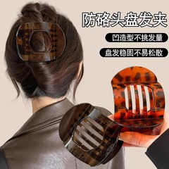 頭を痛めないアワビヘアクリップ、女性用丸型フラット後頭部ヘアクリップ、カーブポニーテールクリップ、ヘアクリップ、ヘアアクセサリー
