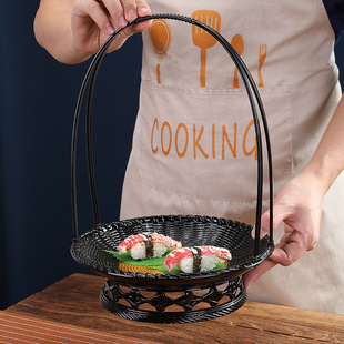Double Sword Japanese Style Portable Sashimi Platter Sushi Platter Japanese and Korean Style Restaurant Tableware with Handle Easy to Hold