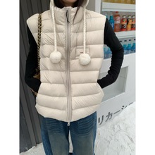 广州十三行正品秋冬新款美式宽松立领简约百搭排骨羽绒马甲外套女