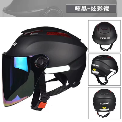 Eternal 365 helmet 3C: Motosiklet kaskı (dəbilqə) - dumb-black-with-colorful-lenses-new-national-standard-class-a
