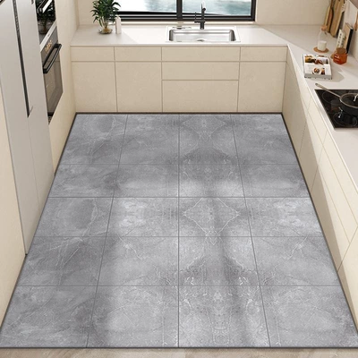 Avtomobil döşəmə paspasları — Anti-Fouling Floor Leather Carpet Kitchen - simple-plain-gray-50x80cm-size-small-careful-shooting