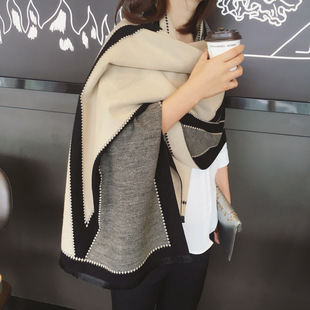 Scarf Women's Autumn and Winter Shawl Korean Style All-match Thickened Warm Neck Double-sided Extra Large Office Dual-use Long New