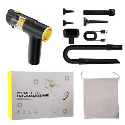 Cross-Border Wireless Car Vacuum Cleaner, Household Small Multi-Functional Vacuum Cleaner, Professional Deep Cleaning, Portable and Convenient to Suck (Tozsoranlar) - handy-car-vacuum-cleaner-black-and-yellow