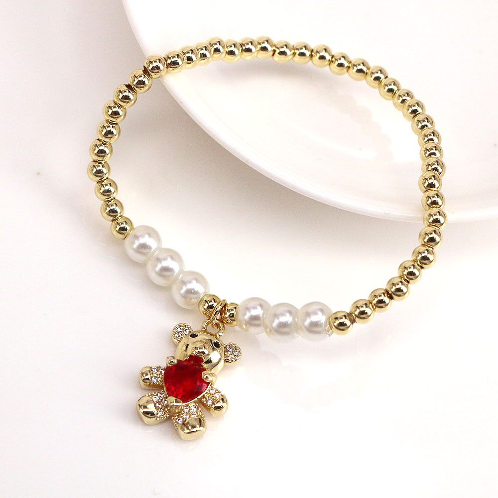 Fashion Bear Copper Gold Plated Artificial Gemstones Bracelets