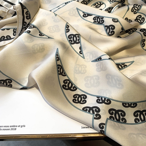  New Model Simulated Silk Scarf Women's Korean Style Sunscreen Brocade Printed Scarf Air Conditioning Large Shawl