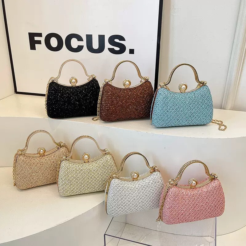 Pearl Chain Bag 2026 New Model Shiny Rhinestone Elegant Evening Bag Versatile Fashionable and Elegant Women's Shoulder Bag