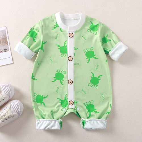 New baby pair cardigan climbing suit autumn and winter baby cartoon long-sleeved jumpsuit for newborn baby warm clothes