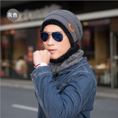 Sombrero de invierno de los hombres engrosado cálido sombrero de lana sombrero de algodón de invierno de los Hombres estilo coreano moda Juventud a prueba de frío ciclismo sombrero de punto