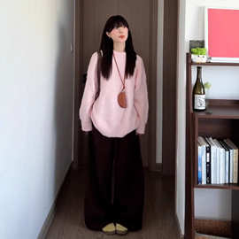 【羊驼绒】粉色甜美针织女秋冬2025新款韩系巨好看穿搭毛衣女