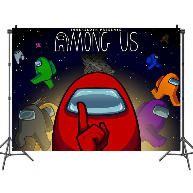 Foreign trade among us space werewolf killing theme photography background cloth birthday party decoration banner 5x3ft