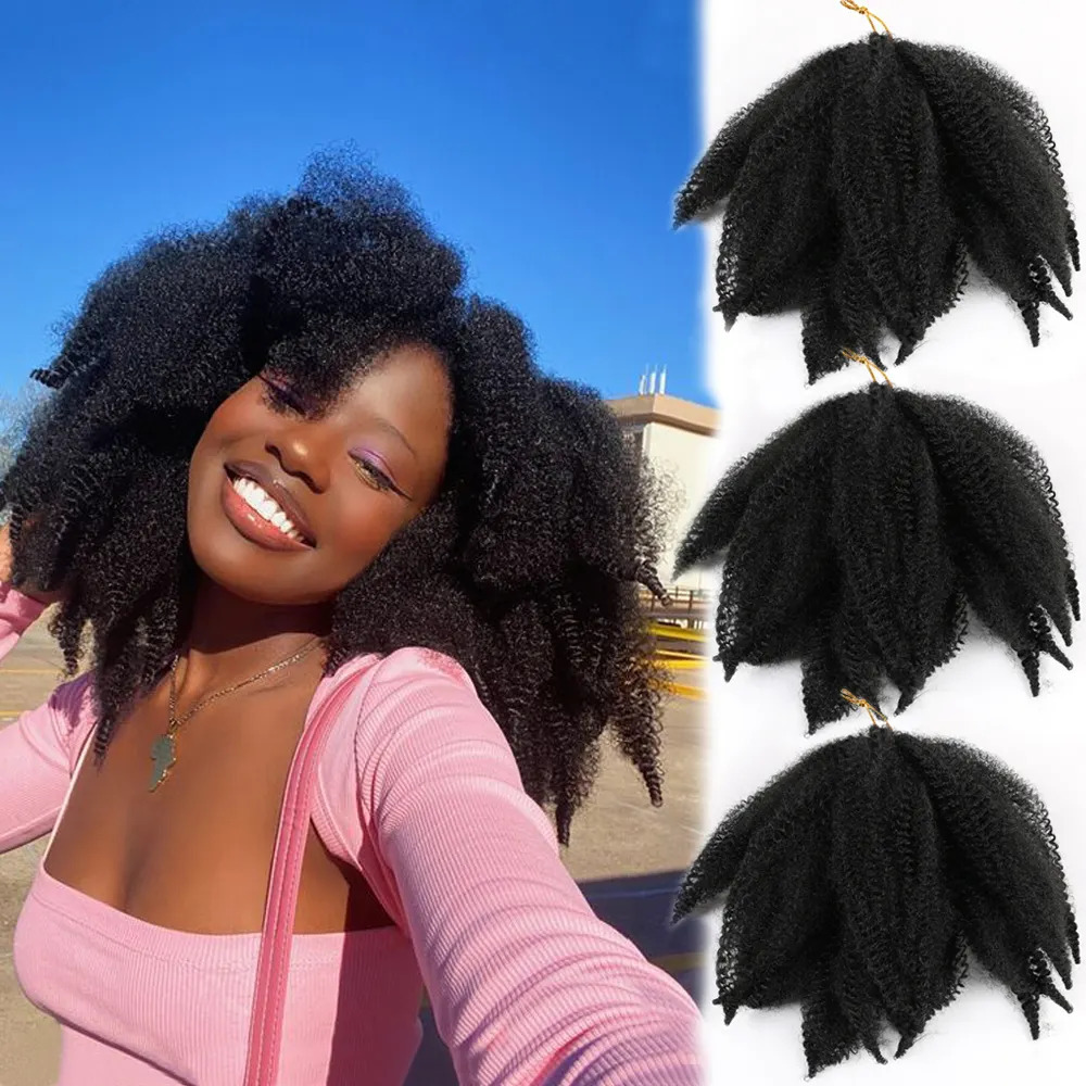 Caterpillar de fibra química de cola punta Afro kinky curly crochet cabello pelucita pelucita pelucita de crochet cabello