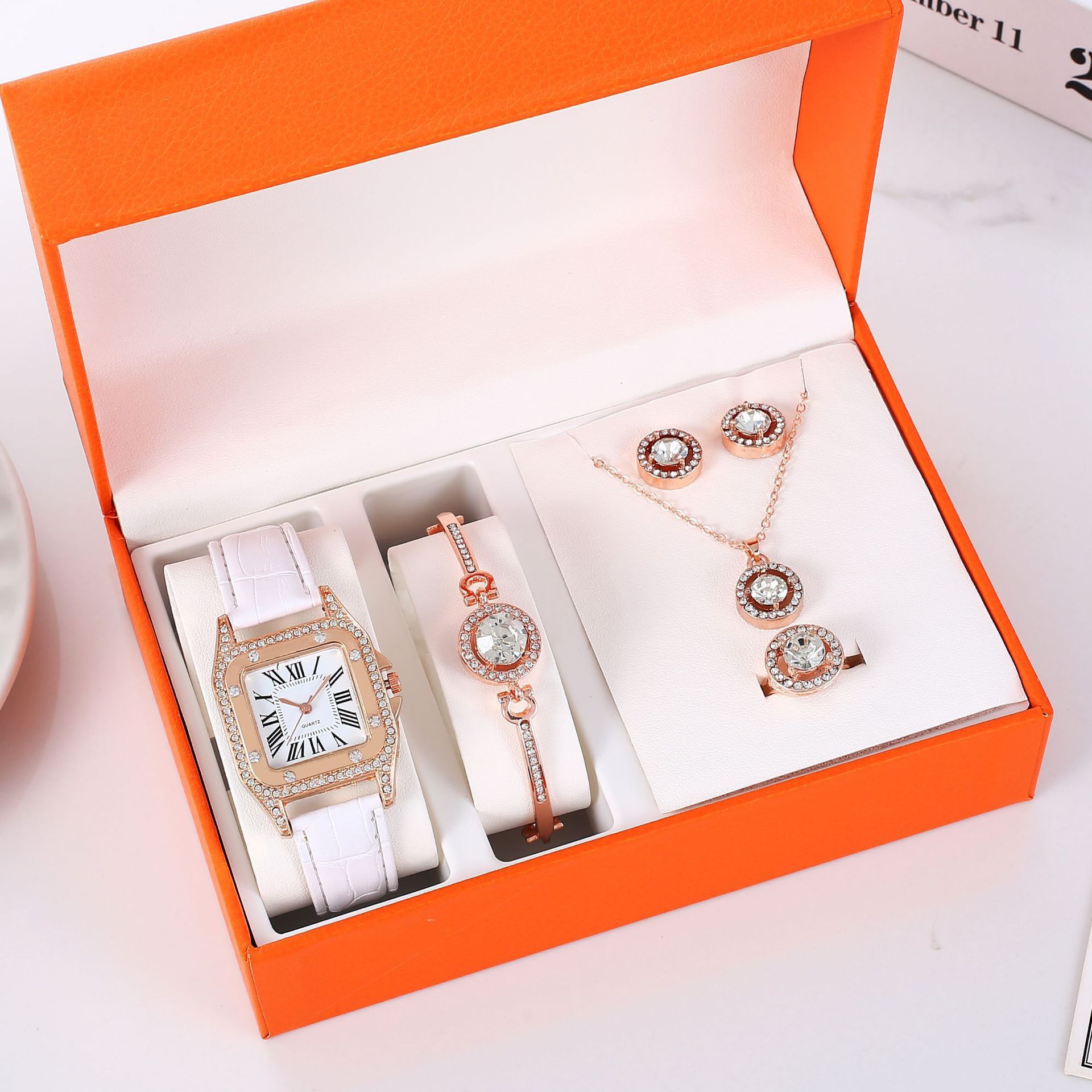 Orologio da donna cinque pezzi completo commercio estero quarzo Con scatola Orologio da polso set_voghion.com