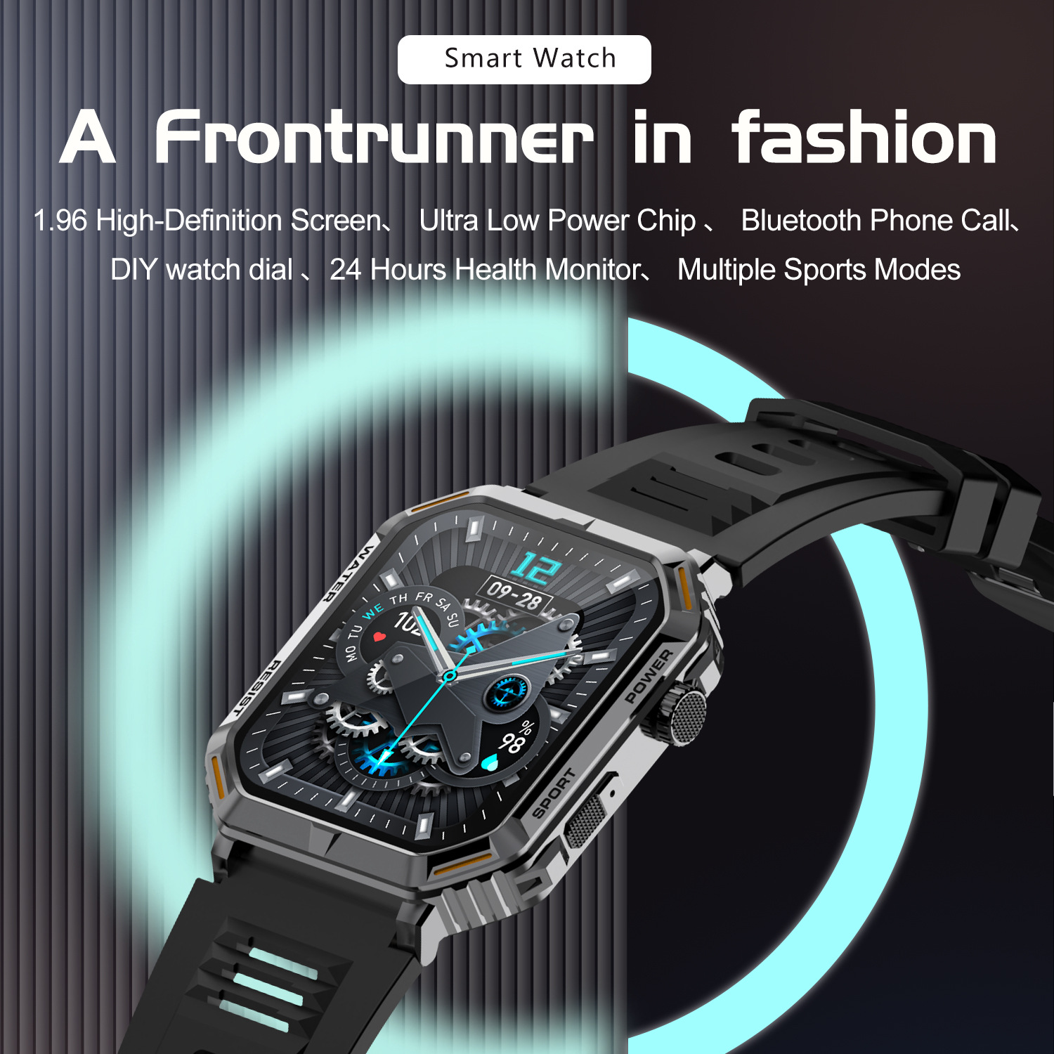 G106 Smartwatch 1,96 Zoll Outdoor Tri-Wind Motion Bluetooth_voghion.com