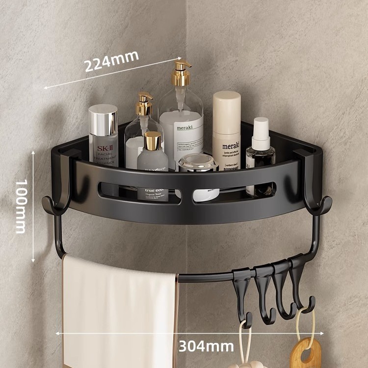 Estantes de baño sin perforación, toallas de baño colgantes, lavabos de pared, canasta triangular, estante de almacenamiento de gel de ducha