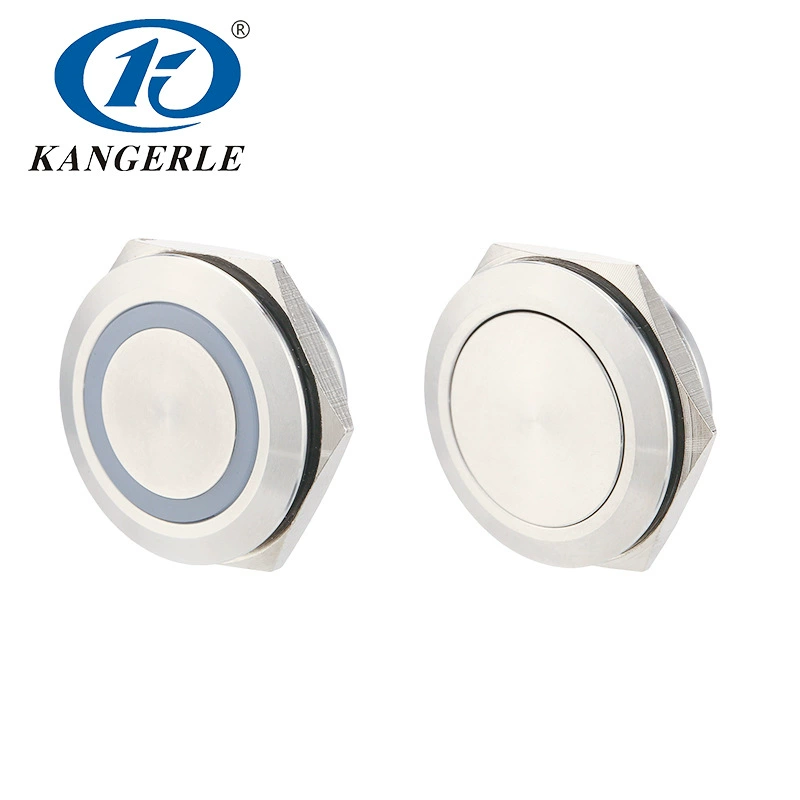 Ультратонкий водонепроницаемый кнопочный переключатель с микроходом 25 мм, подсветкой, нормально открытый, самовозвратный, с плоской металлической головкой