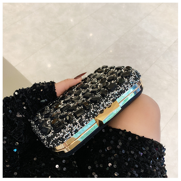 New cross-border full-diamond shiny bags, diamond-encrusted clutch bags, dinner bags, wedding banquet bags, party bags, small square bags and women's bags undefined