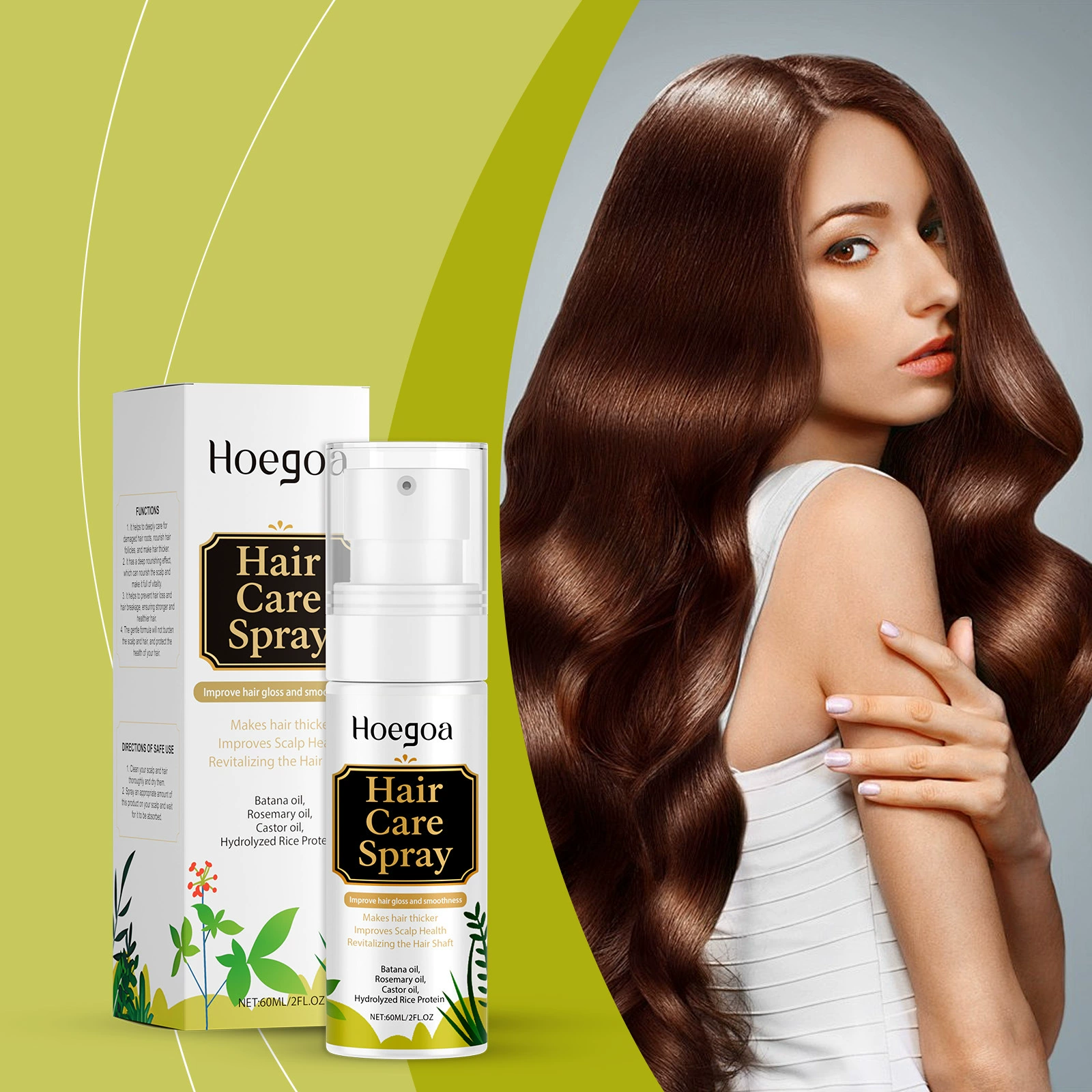 HOEGOA Спрей для ухода за волосами Нежная формула Питательный увлажняющий спрей для гладких кончиков волос Спрей для ухода за волосами