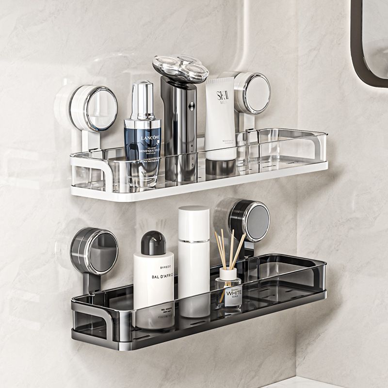 Estante de baño con ventosa Estante de tocador sin perforación Estante de almacenamiento Estante de lavado Table de baño de pared Estante de baño