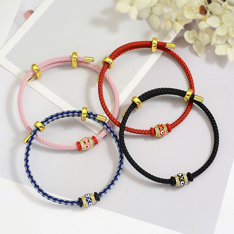 Devil's Eye Color Bracelet 3mm Couple Fashion Steel Wire Bracelet Two-Way Adjustable Eight-Shaped Buckle Bracelet for Girlfriend