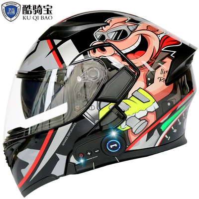 Motorcycle Safety Supplies — helmet with FM - pig-bro-red-with-k10-bluetooth-m