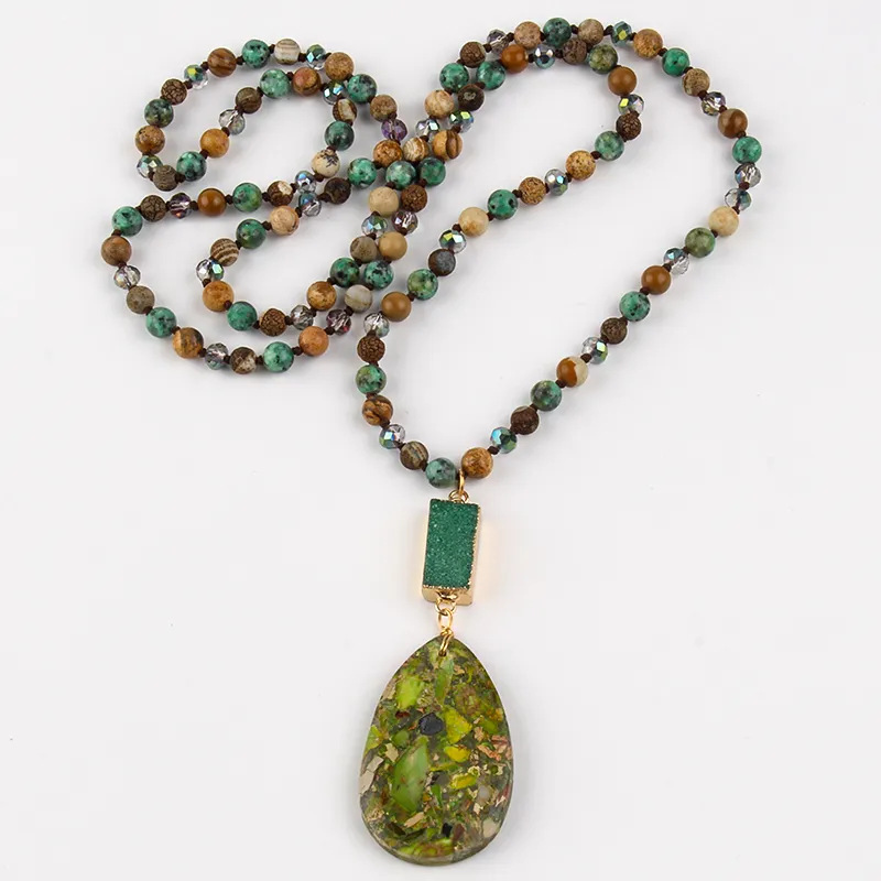 75g Weight Semi-precious stone, Natural Stone Pendant Material Sweater Chain Classification Semi-precious stone, Natural Stone Chain Material 1 Piece Quantity Daily Occasion Semi-precious stone, natural stone Material Water Droplets Pattern Unisex Gender Beaded Design Bohemian Style Bohemian Water Droplets Semi-precious Stone Natural Stone Sweater Chain In Bulk Natural Stone Necklace 2
