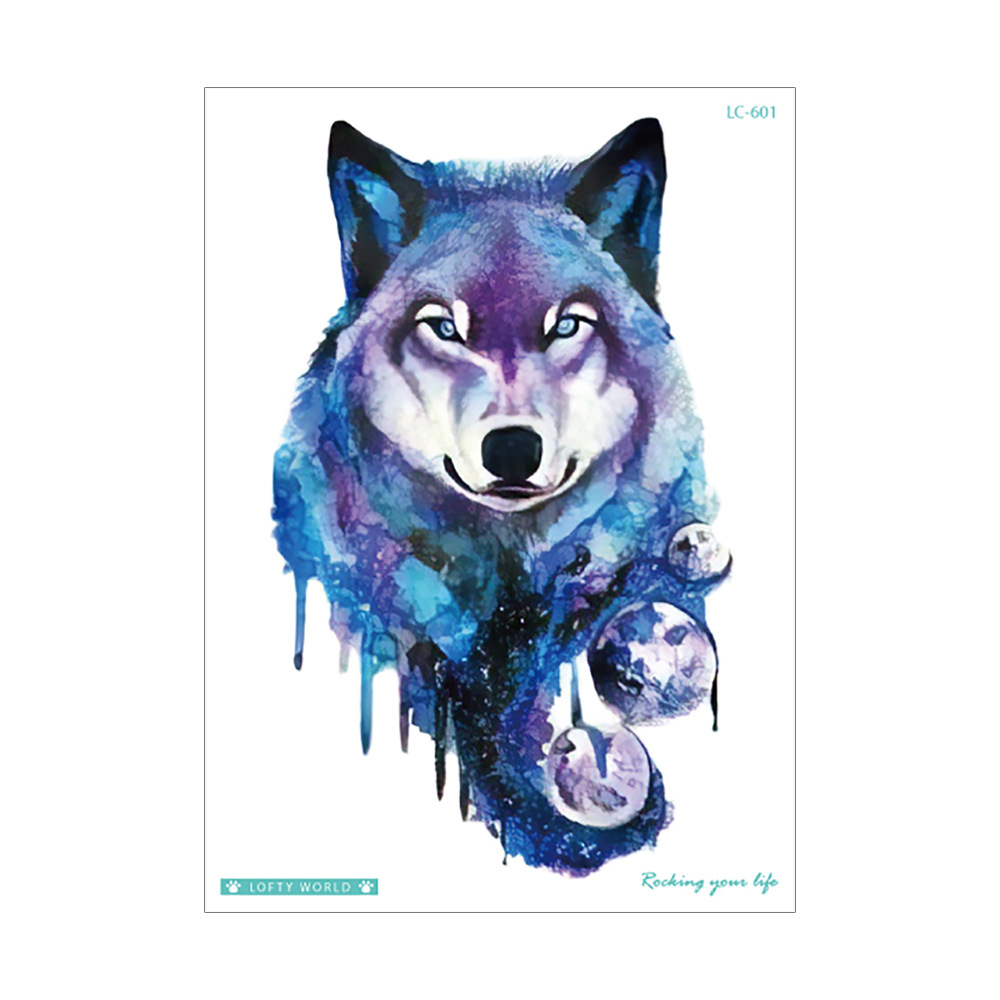 Nueva flor impermeable brazo tatuaje pegatinas personalidad original Lobo tatuaje pegatinas animal patrón tatuaje desechable al por mayor