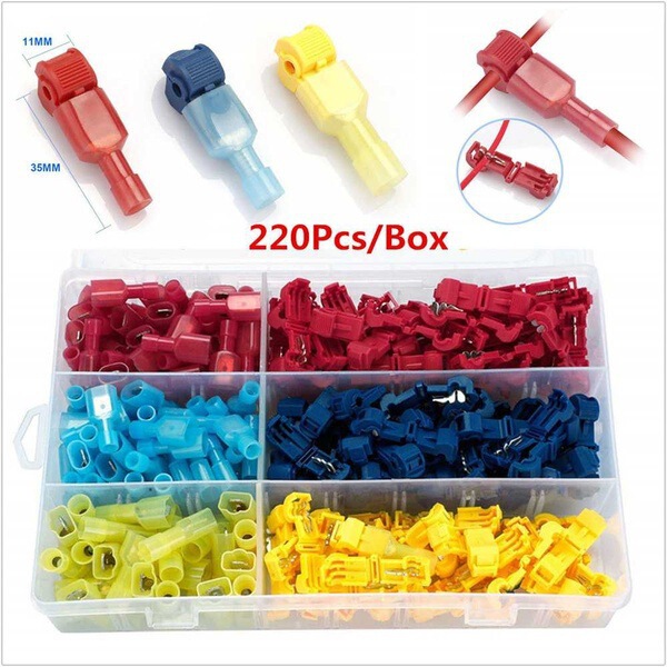220pcsT type non-breaking wire terminal non-destructive splitter connection ant clip nylon insert fully insulated end