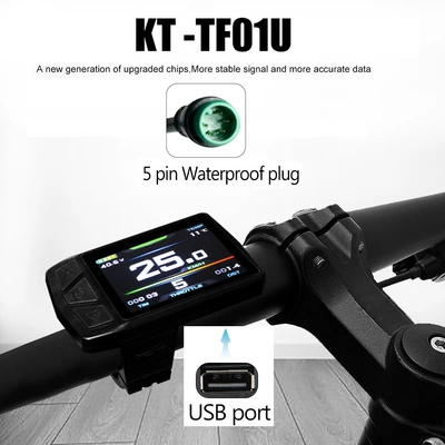 KT-TF01U rəngli ekran LCD sayğac/suya davamlı konnektor, velosiped modifikasiya aksesuarları