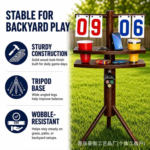 Cross-border wooden outdoor game scoreboard with cup holder, bottle opener, scoring stand, and sandbag scoring device