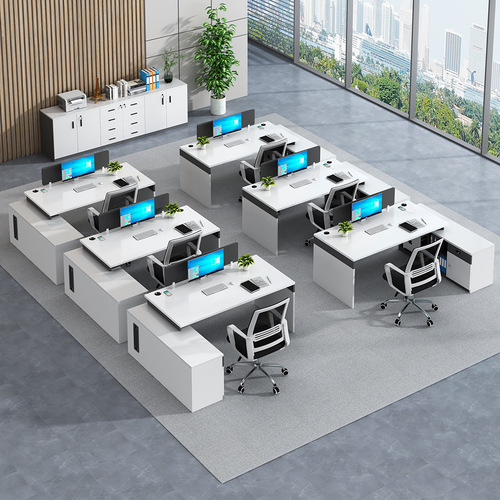 Office desk and chair set, minimalist modern three-person office desk, office financial room partition desk