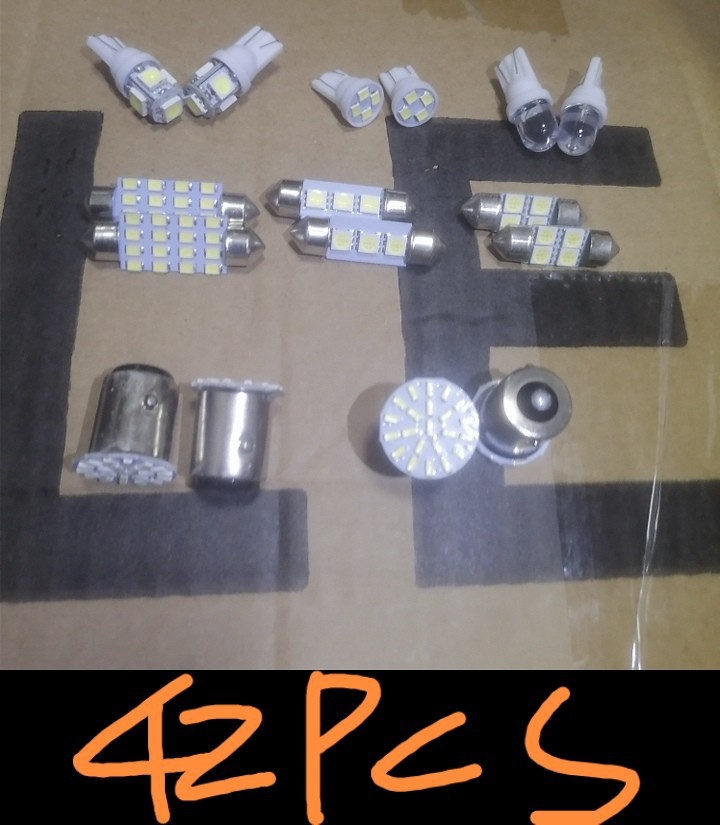Car Led Combination Set 42Pcs T10 Width Indicator Light Double Tip Reading Light License Plate Light Indoor Car Light