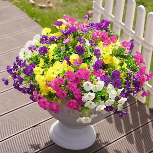 Cross-Border Hot-Selling Artificial Morning Glory Eucalyptus Morning Glory Short Branch Bouquet Garden Courtyard Artificial Flower Arrangement Decoration