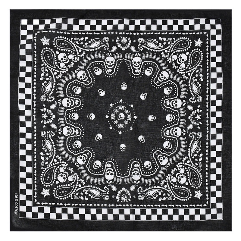 European and American hip-hop hip-hop skull square cotton men and women dress headscarf wholesale Halloween ghost printed headscarf