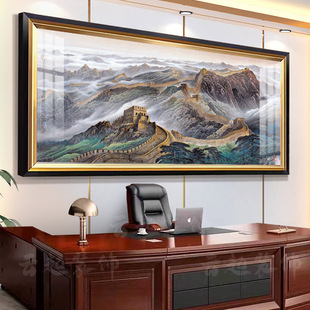 江山万里长城画靠山图公司办公室装饰壁画会所背景挂画客厅山水画-阿里巴巴