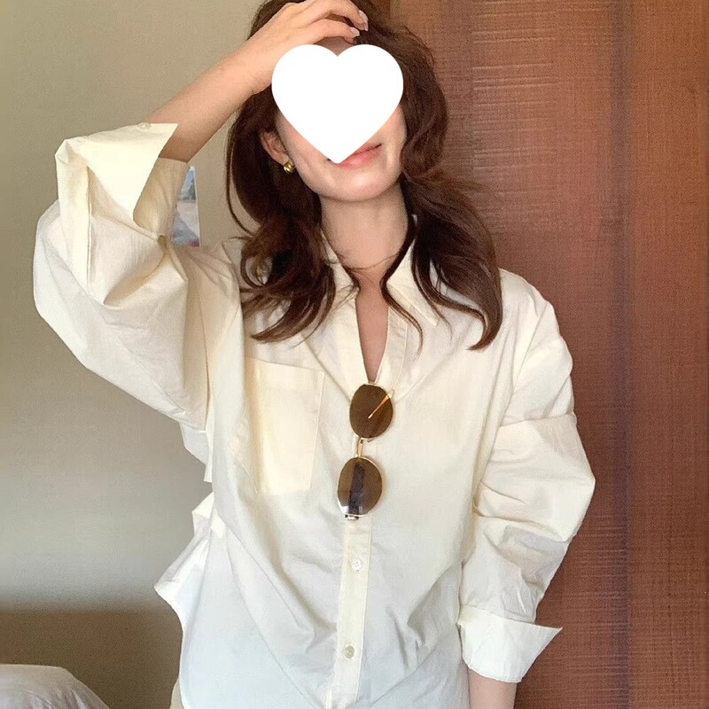 Korean-Style Design Lace-Up Shirt for Women, Early Spring 2026 New Style, Loose Fit, Slimming, Irregular Hem, Layered Shirt Korean-Style Design Lace-Up Shirt for Women, Early Spring 2026 New Style, Loose Fit, Slimming, Irregular Hem, Layered Shirt