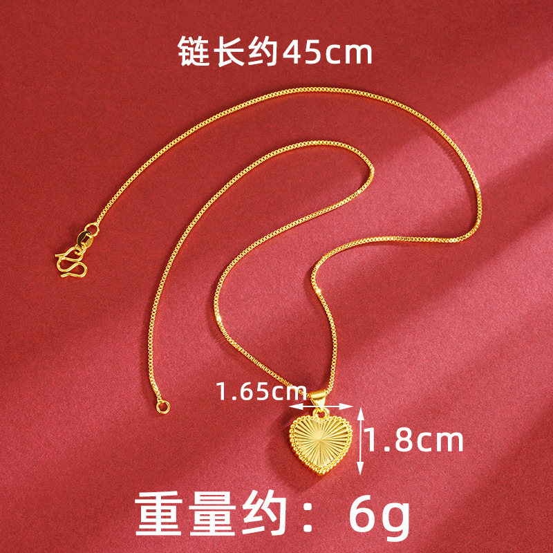 Nuevo collar de oro de arena de Vietnam lujoso ligero corazón de viento joyería de patrón horizontal combinación de pernos de orejas de mujer fábrica directa suministro al por mayor
