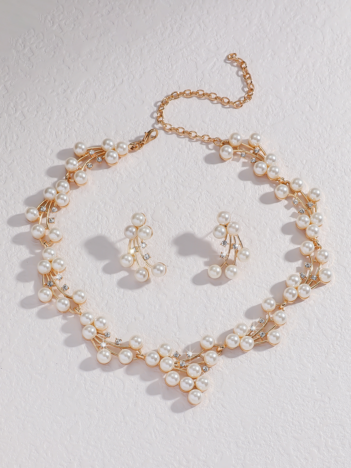 alloy pearl suit hot selling bride wedding dress earrings necklace jewelry suit temperament versatile_voghion.com