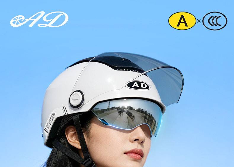 New National Standard Class a 3C Certified Electric Vehicle Motorcycle Summer Helmet, Sun Protection All-Season Riding Helmet, Zero-Sense Sunroof Helmet