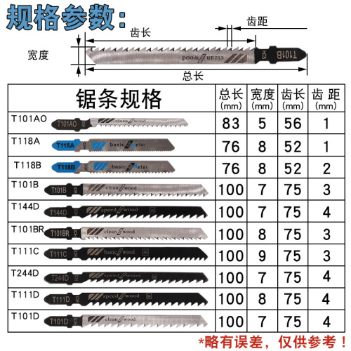 10-piece jig saw blade set 10PC metal fine-tooth medium-tooth saw blade Aluminum woodworking saw blade combination set