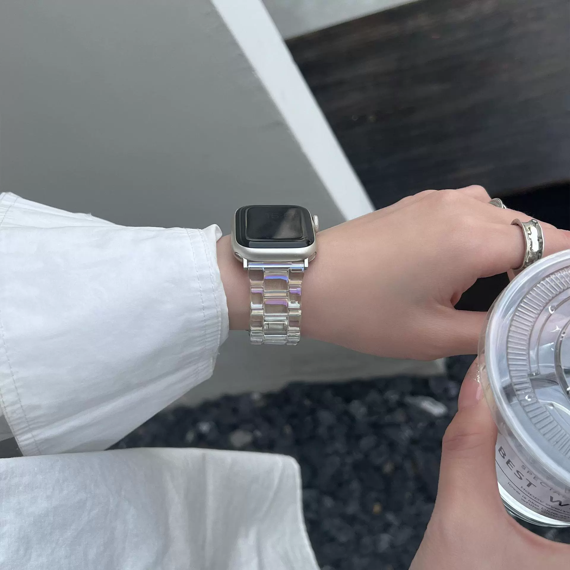 Всецветный меняющий цвет прозрачный глетчер iwatch ремешок 45 подходит для applewatch Apple watch 8/7/SE