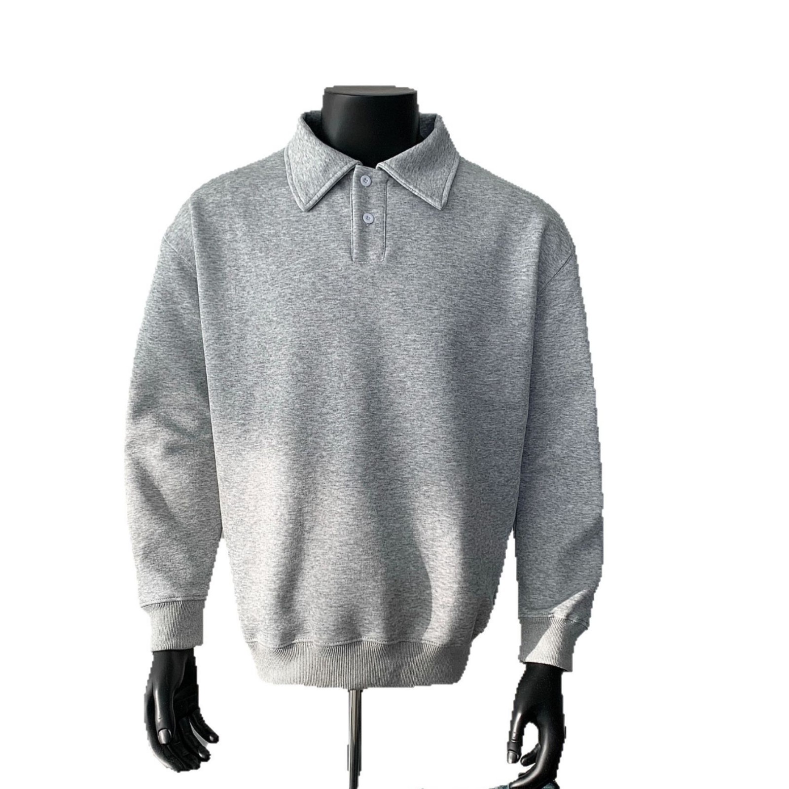 Men's Retro Polo Sweatshirt Long Sleeved Inner Base Layer Top_voghion.com