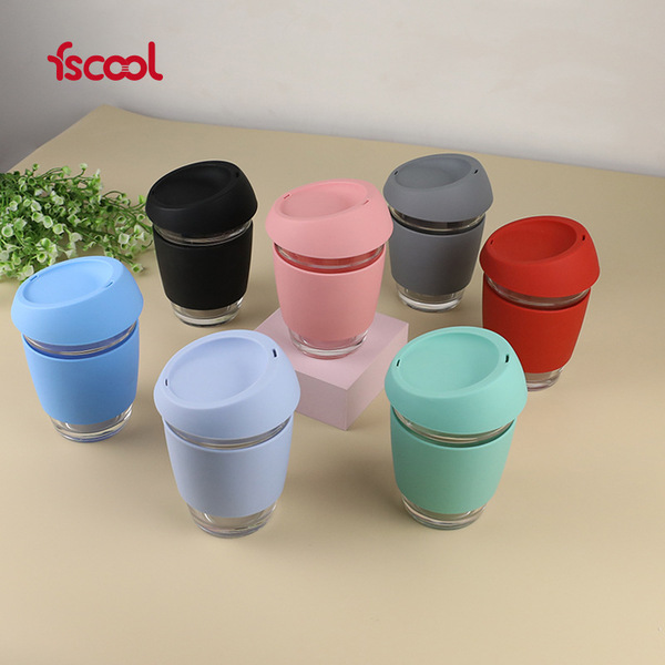 Creative ins solid color silicone glass coffee cup