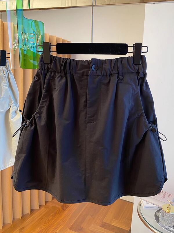 ヨーロッパ作業服スカート女性のための夏の 2025 新しいルーズハイウエストスリムレトロ露出防止ヒップカバースカートパンツ|undefined