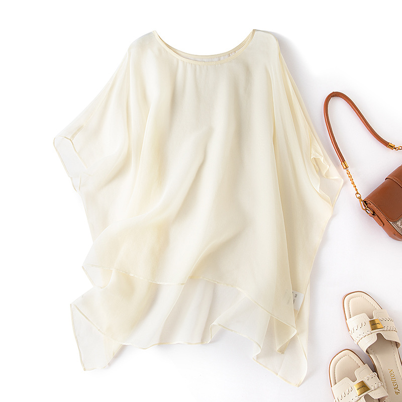 Solid color summer silk elegant trench coat