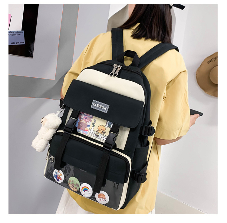 Wholesale Four-piece High Capacity Bear Doll Pendant Canvas Backpack Nihaojewelry display picture 37