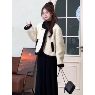 Rich Family Daughter Sense Wear Contrast Color Coat Women's Winter Chanel Style Foreign Style Cardigan All-match Elegant Top Trendy